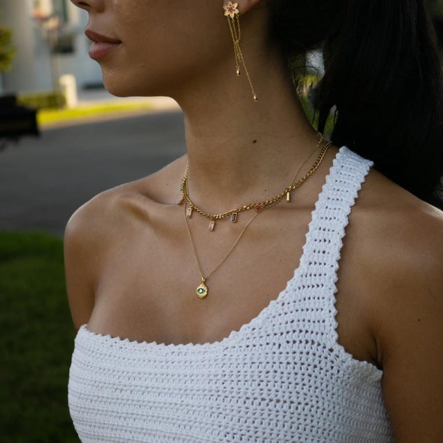 Emerald Soul Evil Eye Gold Necklace For Sale In Miami - Image 6 of 10