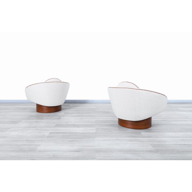 Adrian Pearsall Vintage Walnut and Boucle Lounge Chairs For Sale - Image 4 of 13