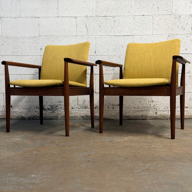Mid 20th Century Finn Juhl Model 209 Diplomat Solid Teak Arm Chairs France & Daverkosen, Danish Mid Century Modern - A Pair For Sale - Image 5 of 12