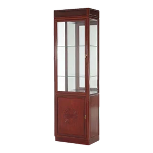 Vintage Chinese Mahogany Display Case With Lower Blind Door Cabinet C1960
