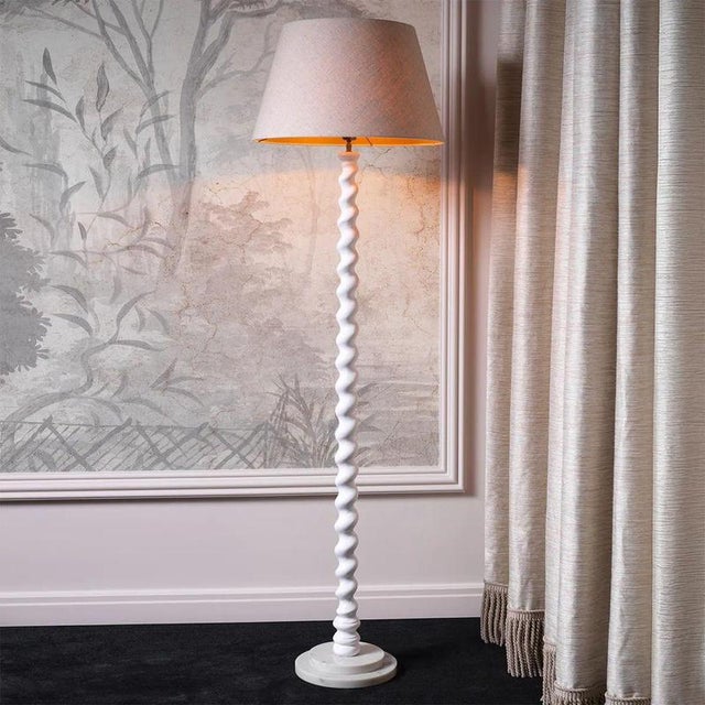 Contemporary White Floor Lamp with Marble Base by Eichholtz For Sale - Image 3 of 8