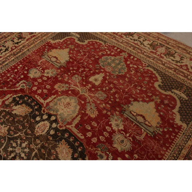 Hand Knotted Antique Hereke Rug in Red and Beige Brown Medallion Pattern For Sale - Image 4 of 7