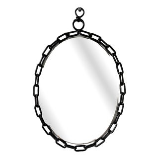 Oval Brutalist Chain Mirror, 1950 For Sale