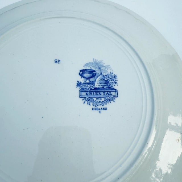 Antique Ridgway “Oriental” Blue & White English Transferware Plate For Sale - Image 4 of 4