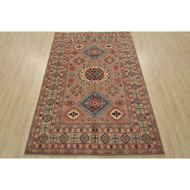 Tribal Kazak Rug 4’11” X 6’11” Brown Wool Tribal Hand-Knotted Oriental Carpet For Sale - Image 3 of 12