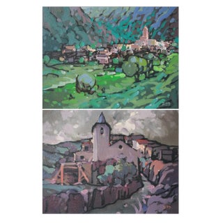 Llessui, Spain, 20th Century, Oil on Canvas Paintings, Framed, Set of 2 For Sale