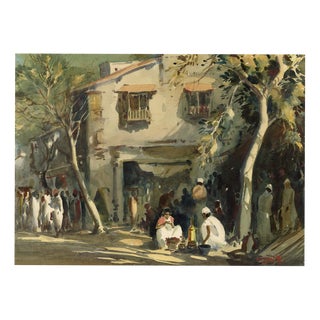 G.D. Paulraj, Indian Street Scene, Watercolor For Sale