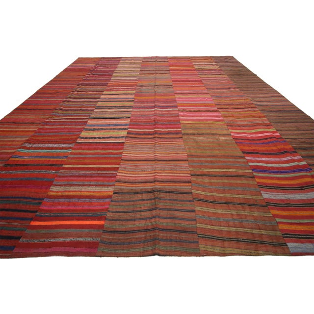 Vintage Turkish Striped Kilim Rug - 08'09 X 11'08 For Sale - Image 4 of 7