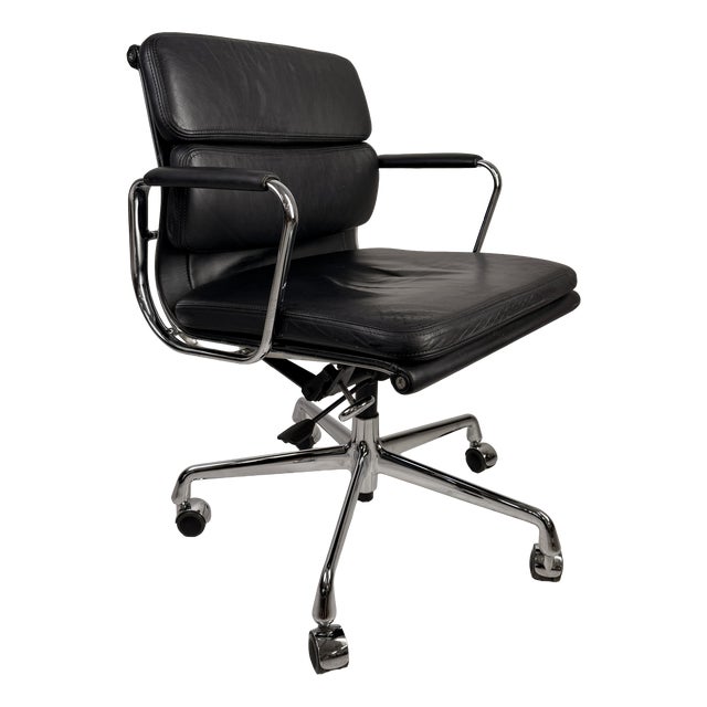 Leather and Chrome Soft Pad Chair by Charles and Ray Eames for Vitra, 1960s For Sale