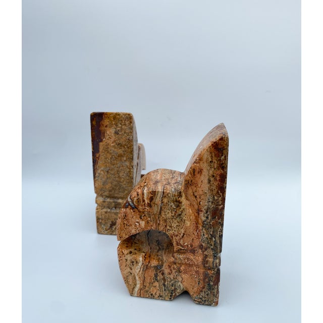 1960s Pair of Italian Marble Stone Fleur De Lis Bookends For Sale - Image 9 of 11