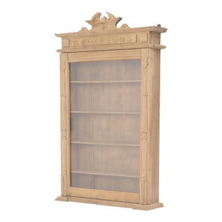Vintage French Wooden Wall Vitrine For Sale