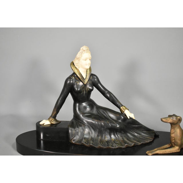 Art Deco French Metal & Marble Sculpture by Salvatore Melani, 1920s For Sale - Image 3 of 16
