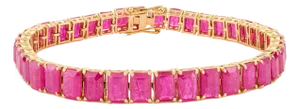 Statement 24.95 Carat Ruby Tennis Bracelet 14k Gold