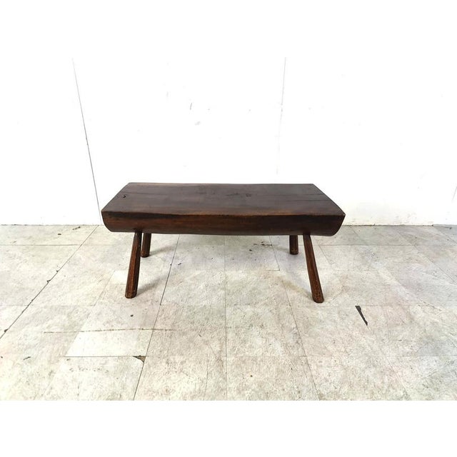 Brown Brutalist Wooden Coffee Table, 1960s For Sale - Image 8 of 15