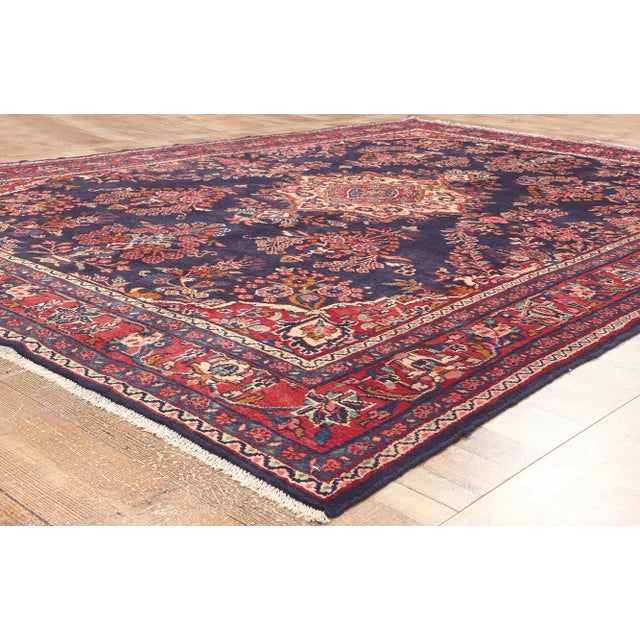Textile Late 20th Century Vintage Persian Mehraban Rug - 07'02 X 10'02 For Sale - Image 7 of 9