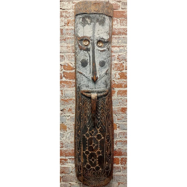 19th Century Antique Oceanic Tribal Mask W/Long Nose & Tongue For Sale - Image 11 of 11