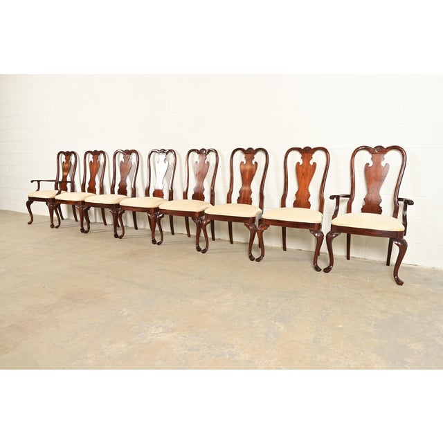 Thomasville Queen Anne Carved Solid Mahogany Dining Chairs, Set of Eight For Sale - Image 15 of 15