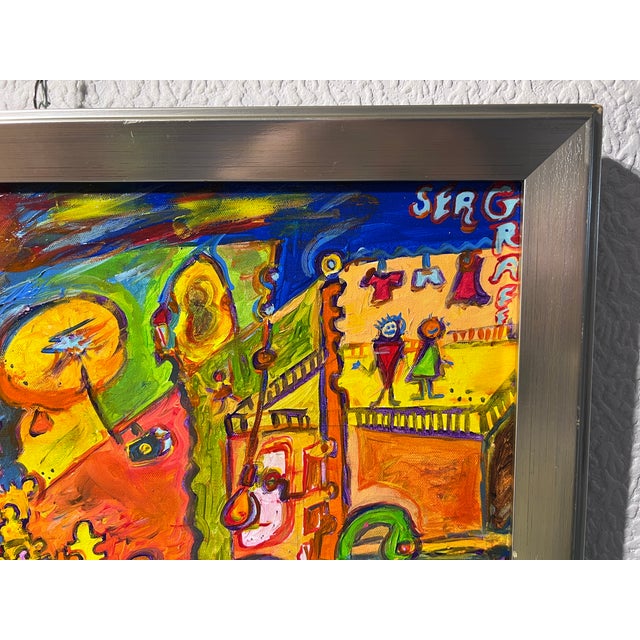 One-of- A-Kind Abstract Painting on Canvas by Serg Graff "Donut" Framed, Coa For Sale - Image 9 of 12