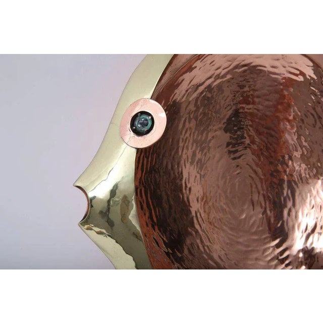 Mid-Century Modern Mid-Century Modern Serving Dish Fish-Form Mixed Metals and Abalone Shell For Sale - Image 3 of 7