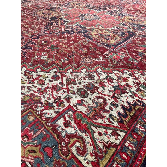 1950's Vintage Rug with Tribal Pattern 11.4 x 13.8 For Sale - Image 4 of 11