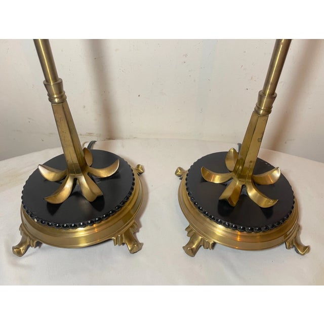 1990s Large Brass Marble Crystal Wildwood Modernist Electric Table Lamps Modern - a Pair For Sale In New York - Image 6 of 12