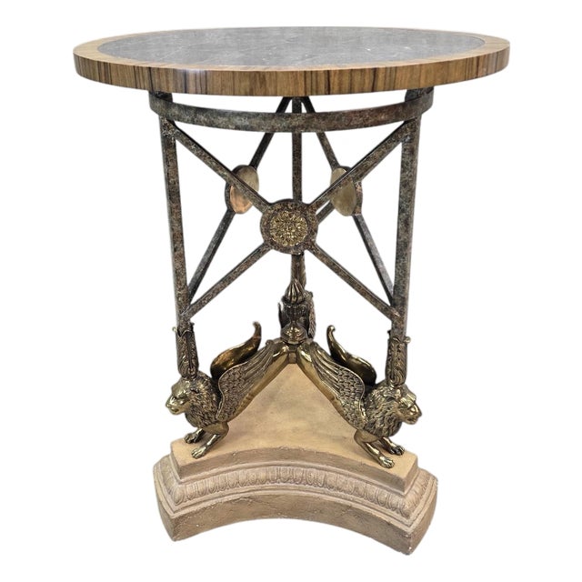 Vintage Brass and Lipstone Griffin Occasional Table by Maitland-Smith For Sale