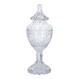 French Cut Crystal Tall Covered Decorative Piece / Urn