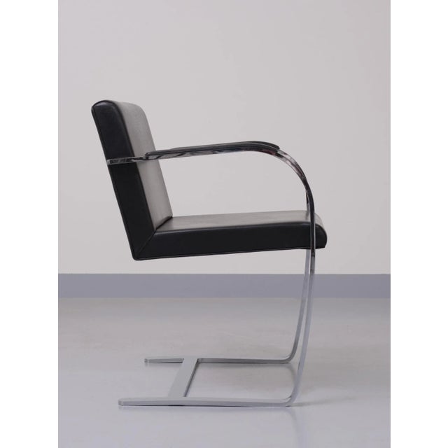 Mid-Century Modern Black Leather Brno Chair by Mies Van Der Rohe For Sale - Image 3 of 10
