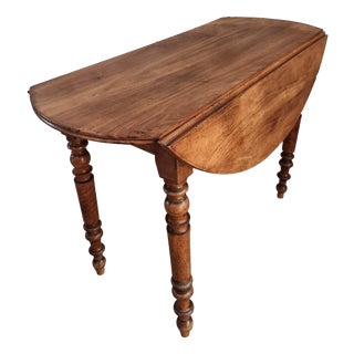 Antique French Walnut Drop-Leaf Dining Table, 1890s For Sale
