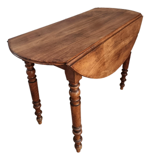 Antique French Walnut Drop-Leaf Dining Table, 1890s