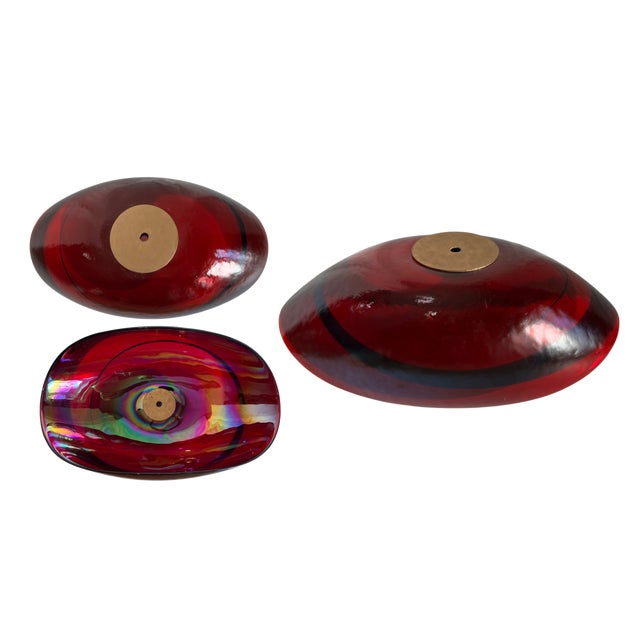 Late 20th Century Art Glass Abstract Red Mushroom Table Lamp For Sale - Image 5 of 12