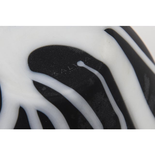 1980's Murano Salviati Optical Glass Object Sculpture, Black and White Striped, Italy For Sale - Image 9 of 9
