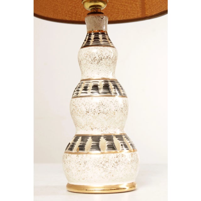 Mid Century Modern Ceramic Table Lamp with Drum Shade For Sale - Image 9 of 13