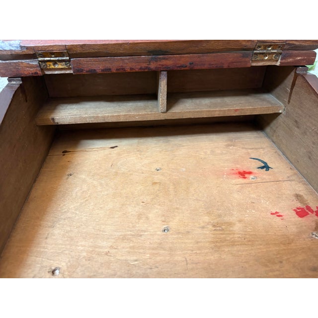 Antique Victorian Solid Walnut Lap Desk Writing Slope With Original Lock, C. 1870–1900 For Sale - Image 9 of 12