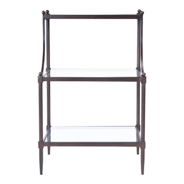 Peninsula Metal & Glass Side Table, Bronze For Sale