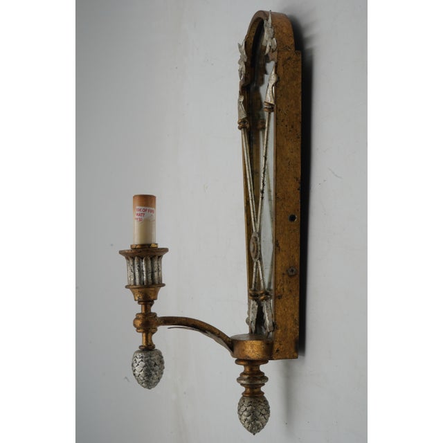 Neoclassical Pair of Neoclassical Mirrored Electrified Wall Sconces For Sale - Image 3 of 12