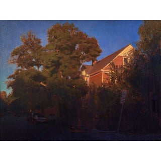 York St. by Raymond Bonilla | Acrylic on Panel House surrounded by trees at dusk. For Sale