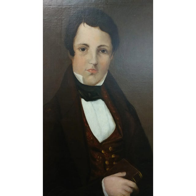 American School -19th Century Portraits of Husband & Wife - a Pair For Sale - Image 4 of 10