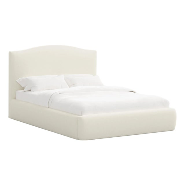 Camille Cream Linen Blend Platform Bed, Twin For Sale