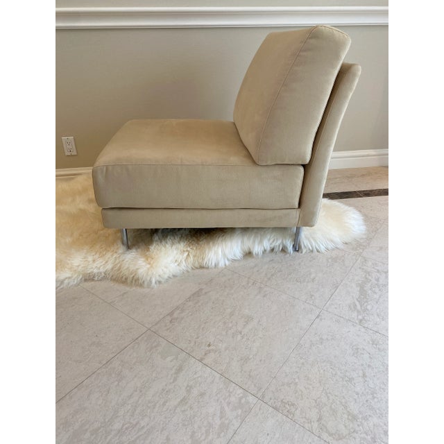 Mid-Century Modern Natuzzi Upholstered Modern Ultrasuede Chair For Sale - Image 3 of 13