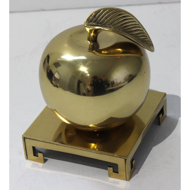 Brass Apple Paper Weight on a Brass Platform For Sale - Image 9 of 9