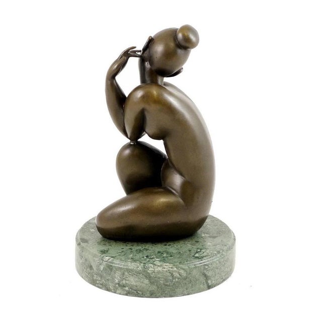 Art Deco Female Nude Sculpture, 20th Century, Patinated Bronze For Sale - Image 4 of 8