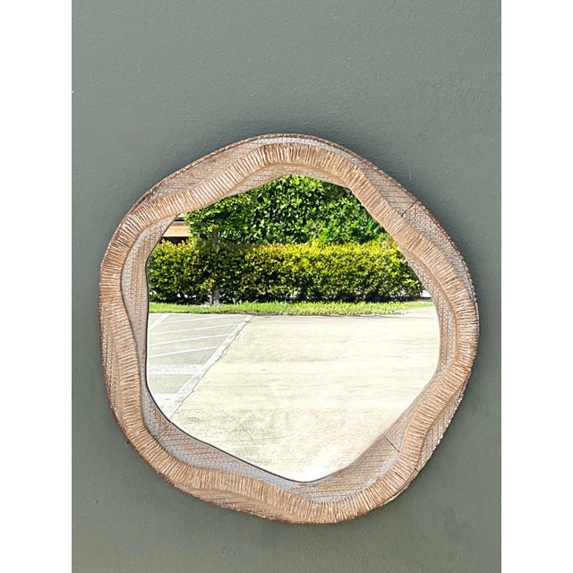 Vintage Textured Woven Rattan Mirror For Sale - Image 11 of 12