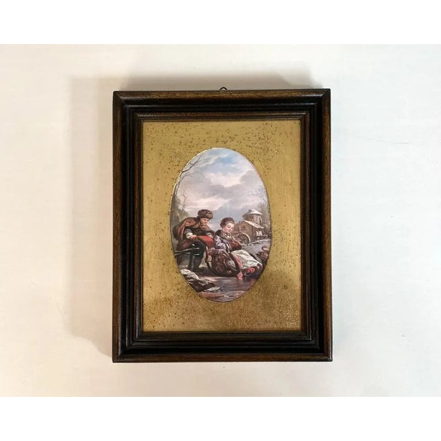 Vintage Victorian Style Framed Wall Panels Depicting Children & Seasons, Italy, 1970, Set of 2 For Sale - Image 6 of 8