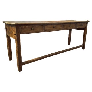 French Pine Refectory or Farmhouse Table with Drawers, 1900s For Sale