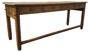 French Pine Refectory or Farmhouse Table with Drawers, 1900s