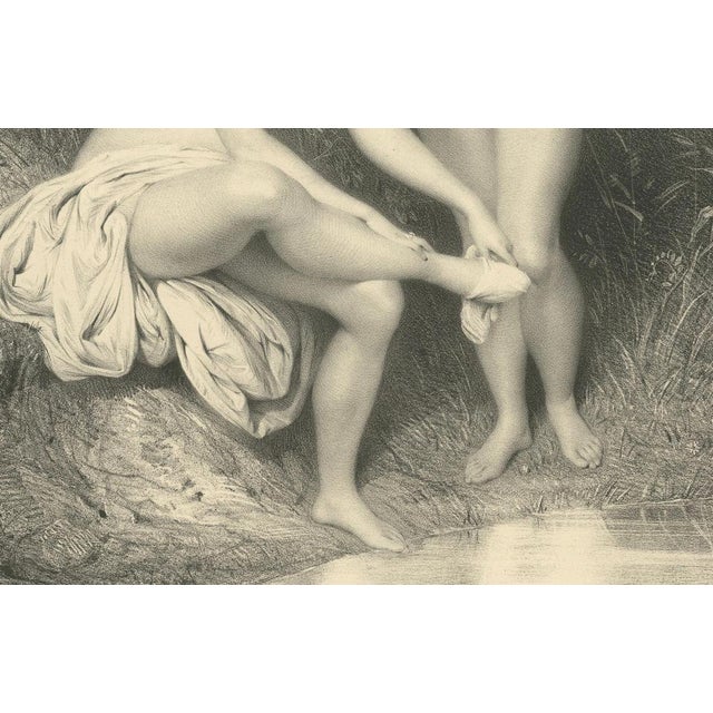 After Chassériau, Les Sylphides, Nudes at the Water's Edge, Lithograph, 1840 For Sale - Image 3 of 9
