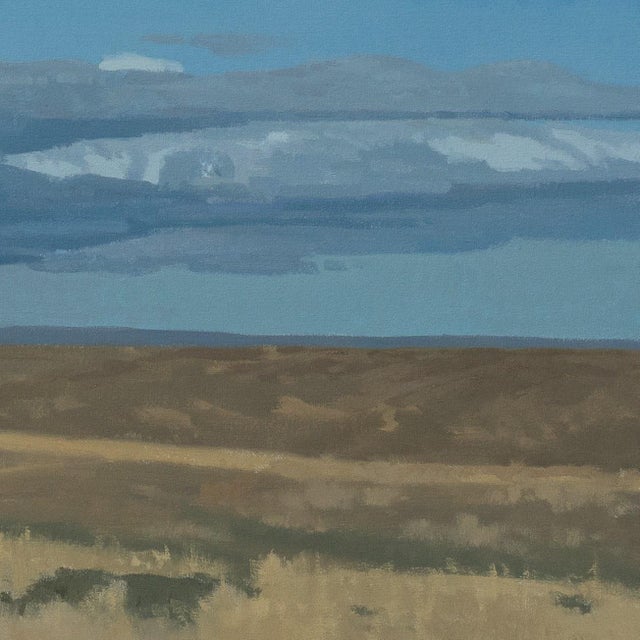 Blue Where It Gathers by Michael Magrin | Oil on Canvas Prairie Landscape With Storm Clouds For Sale - Image 8 of 14
