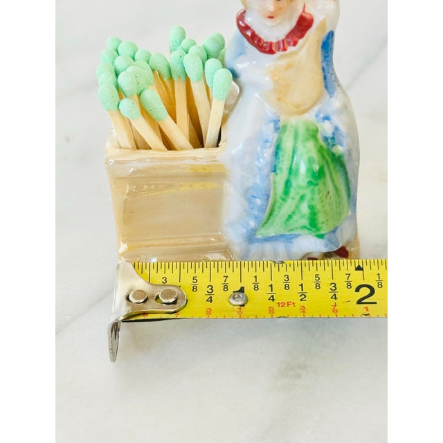 Ceramic Vintage Japanese Lusterware Baroque Figurine With Lute Match Striker For Sale - Image 7 of 8