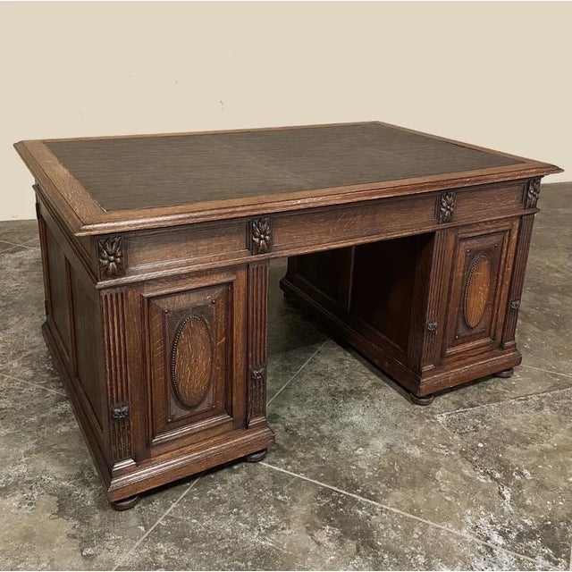 Antique French Louis XVI Neoclassical Double Faced Desk For Sale - Image 12 of 13